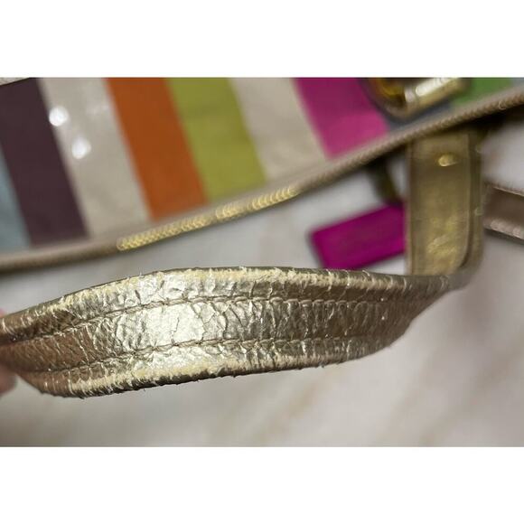 Coach 19021 Poppy Legacy Stripe Sequins Glam Tote & Wristlet - Picture 13 of 15